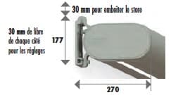 Schéma technique encombrement coffre store banne STORAL EXCELLENCE - Dimensions et fixation murale